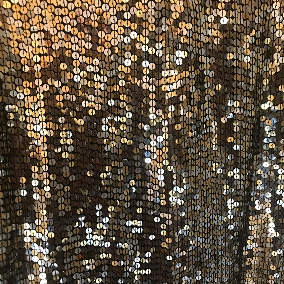 Black and Gold Silk Sequined Top Size M - Picture 4 of 5